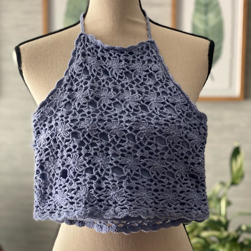 Crochet Festival Crop Top Halter